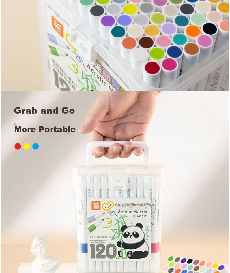 Lvxueji 24-Color Soft Tip Acrylic Markers Black Box Waterproof DIY Art Paint Pens for Kids Drawing Gift for Boys and Girls Children's Day 4