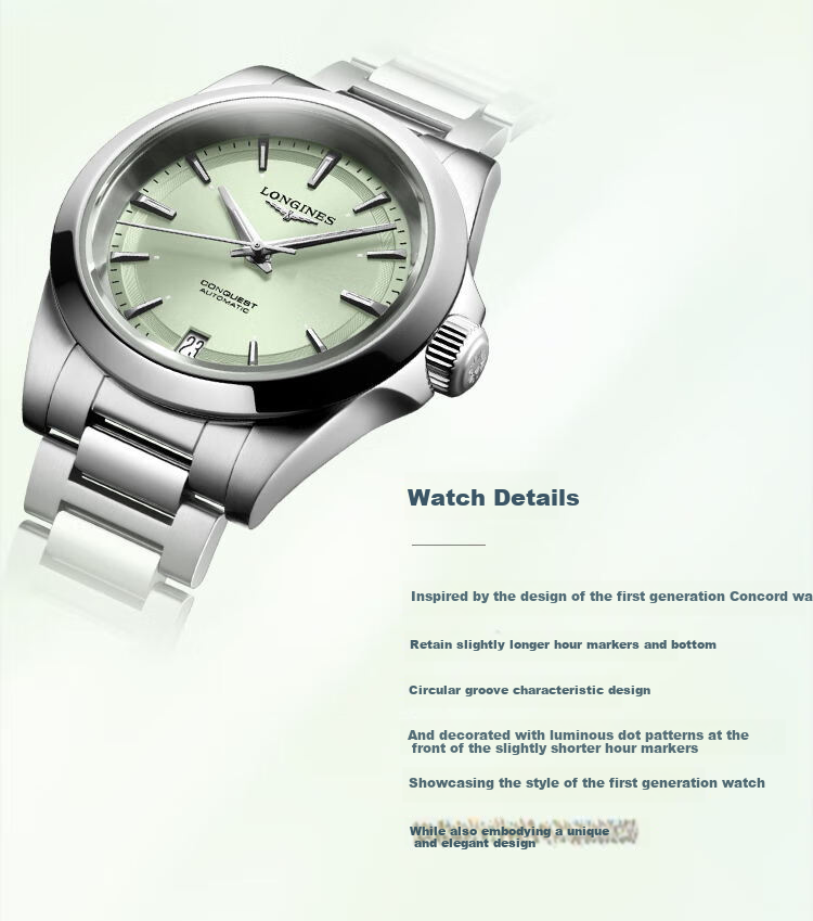 LONGINES Swiss Watch, Conquest Series Dynamic Women's Steel Strap Mechanical Watch, L34304996 4