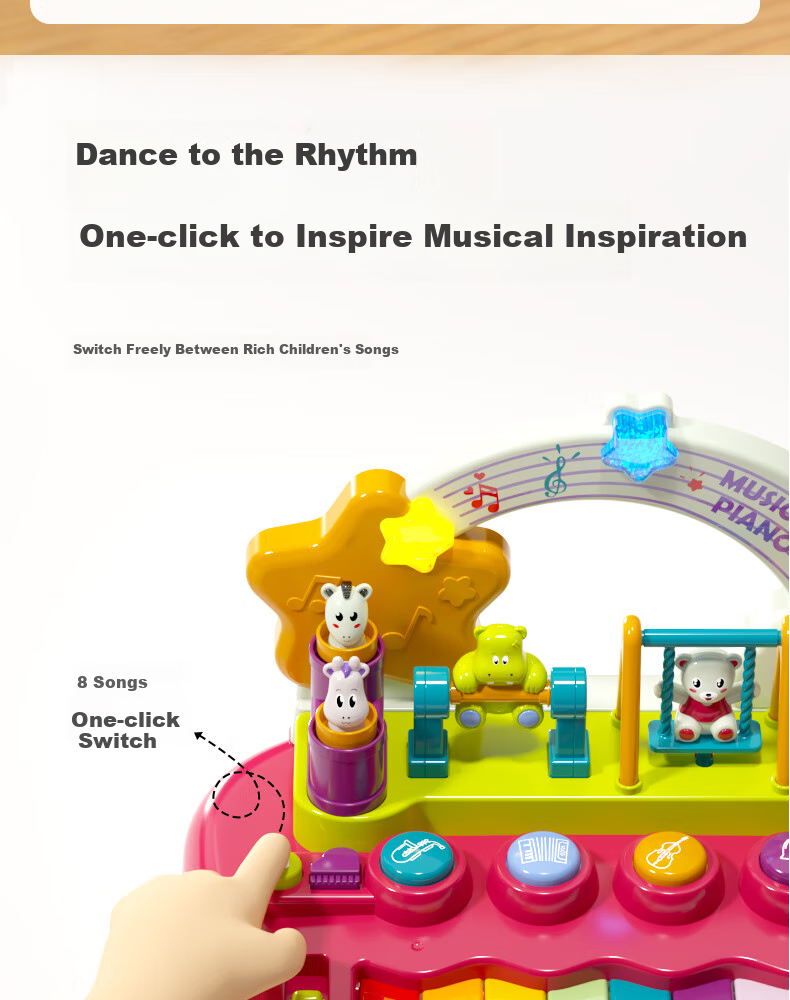 GOODWAY Children's Electronic Keyboard Toy, for Infants 0-3 Years Old, 2 Musical Early Education, Multifunctional Hand Piano, Drum Set, Birthday Gift for Boys 9