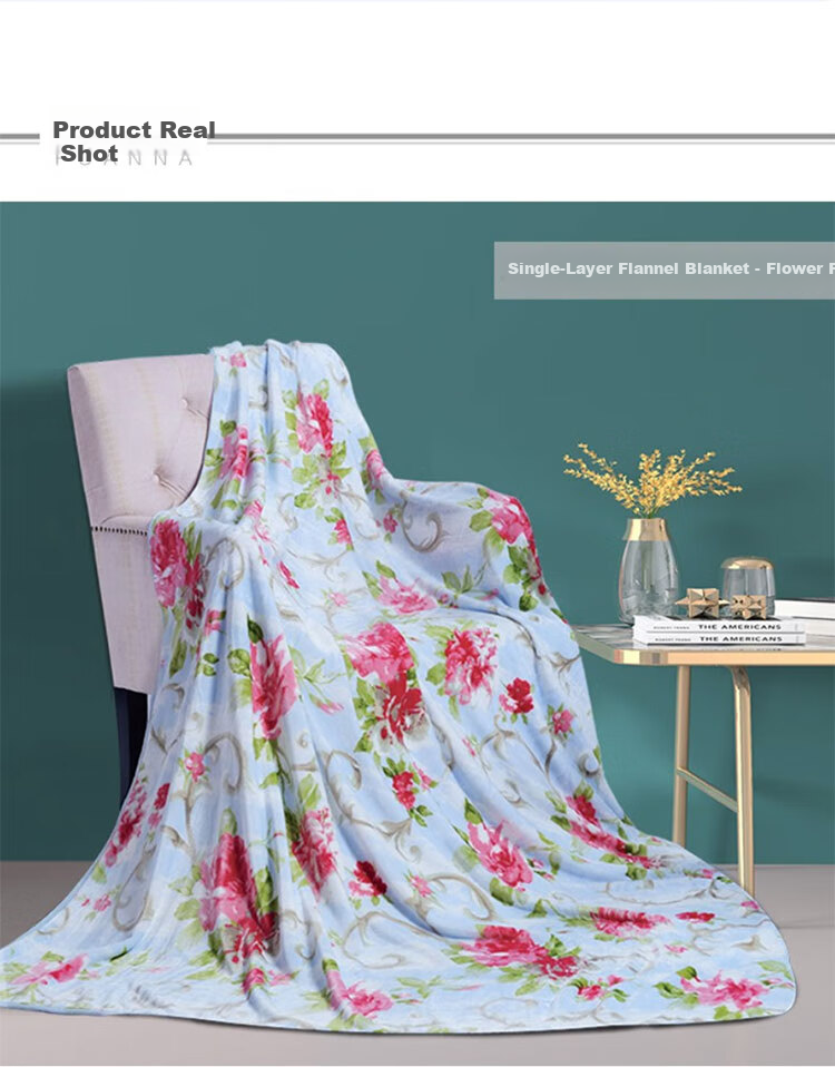 FUANNA Flannel Blanket - Flower Fairy Design, Multi-Purpose Small Throw Blanket, Single Layer, Home Use, Warm Small Blanket 8