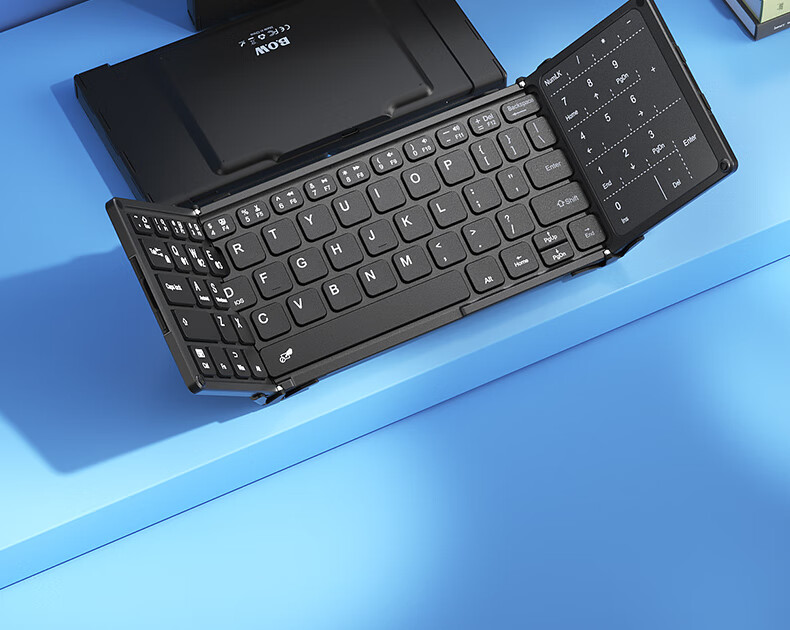 B.O.W Hangshi HB318D Foldable Wireless Bluetooth Charging Keyboard Smart Touchpad for iPad Xiaomi Huawei Mobile Office Portable Numeric Silent Keyboard Black 1