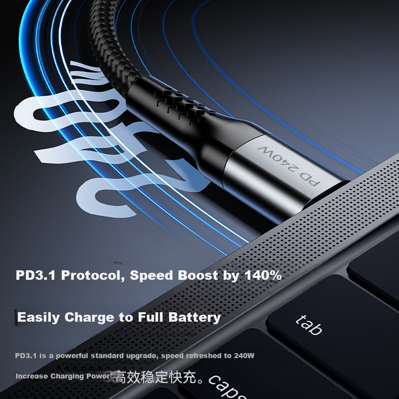CangHua Dual-Head Type-C Data Cable, PD240W Fast Charging Ctoc, Compatible with Apple 18/17/16/15 Charging Cables, Huawei Honor Xiaomi Tablets, IPad/Mac Laptops, 1 Meter