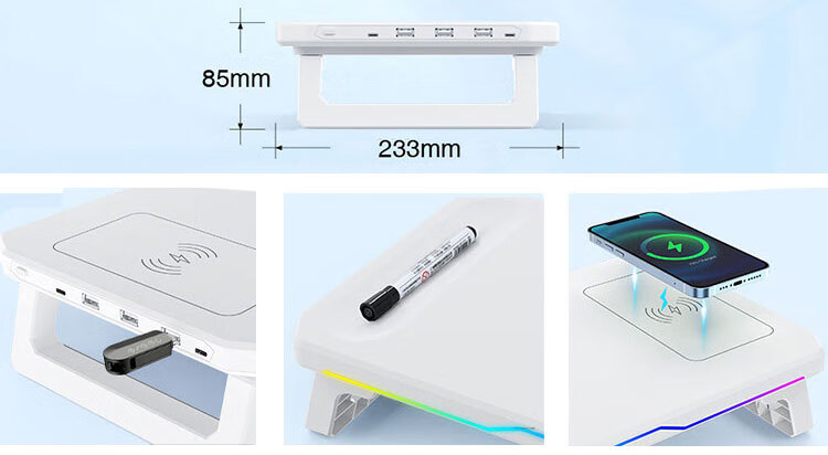 Huiersi Monitor Riser Stand Laptop Accessory Desktop Organizer Elevated Base for Desktop Computer Screen C20 [White] 6
