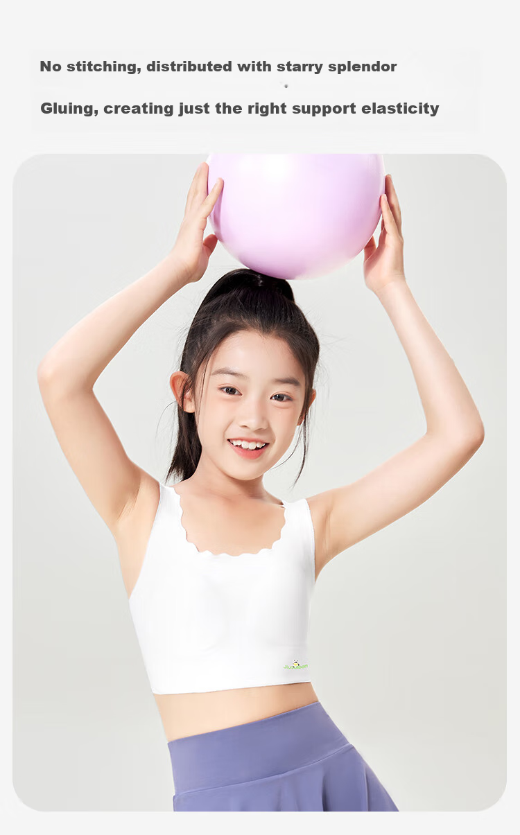 Jiusuiban Plant Cotton Children's Underwear, Girls' Class A Invisible Thin Bra, for Ages 11-13, Puberty Girls' Mid-Length Vest 7