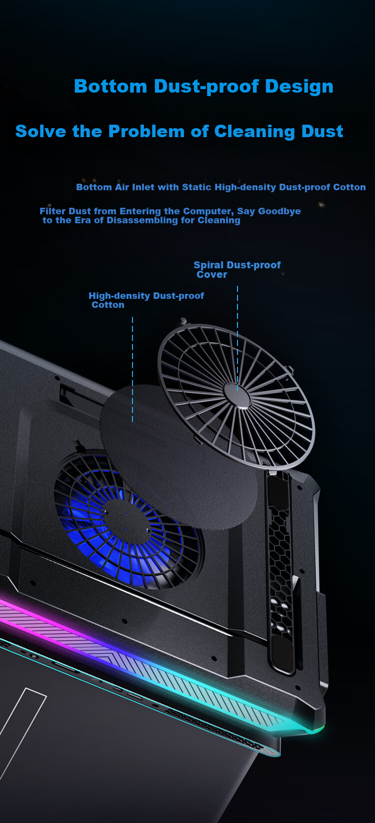 NVV Laptop Cooling Pad, Pressure Wind Cooling, Temperature Control And Noise Reduction, Gaming Laptop Stand, Suitable for Mechanical Revolution, Alienware, Lenovo Legion, ASUS ROG NF-13 7
