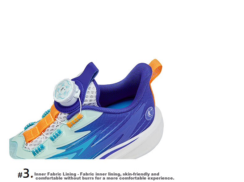 QIAODAN Boys' Running Shoes for Children, Summer 2026 [Light Speed] Dial-Lock Breathable Sneakers, Smart Blue, Size 40 46