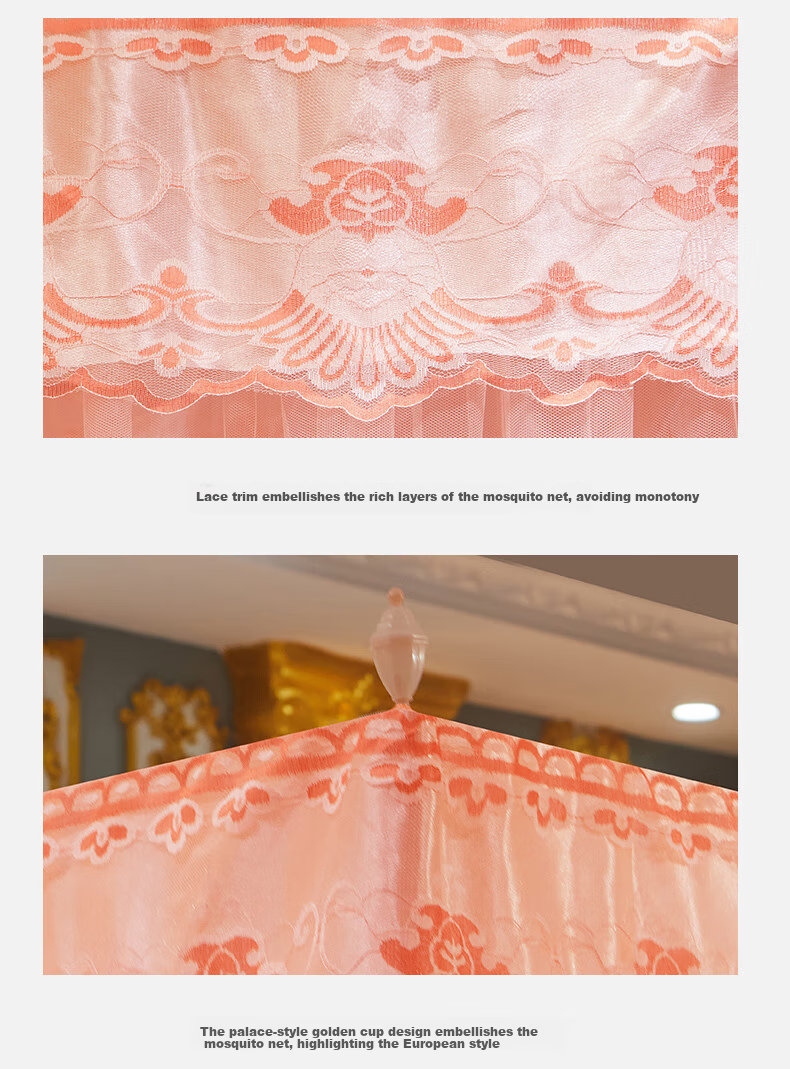 Grace Floor-Standing Palace-Style Mosquito Net for Home Bedroom, Three-Door Full Coverage Dust-Proof Anti-Mosquito Screen, Jade Color, 1.8*2 Meters 17