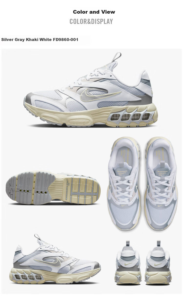 NIKE Women's Running Shoes, Cushioned ZOOM AIR FIRE Low-Top Sneakers, FD9860-001, Silver Gray/white, Size 37.5 3