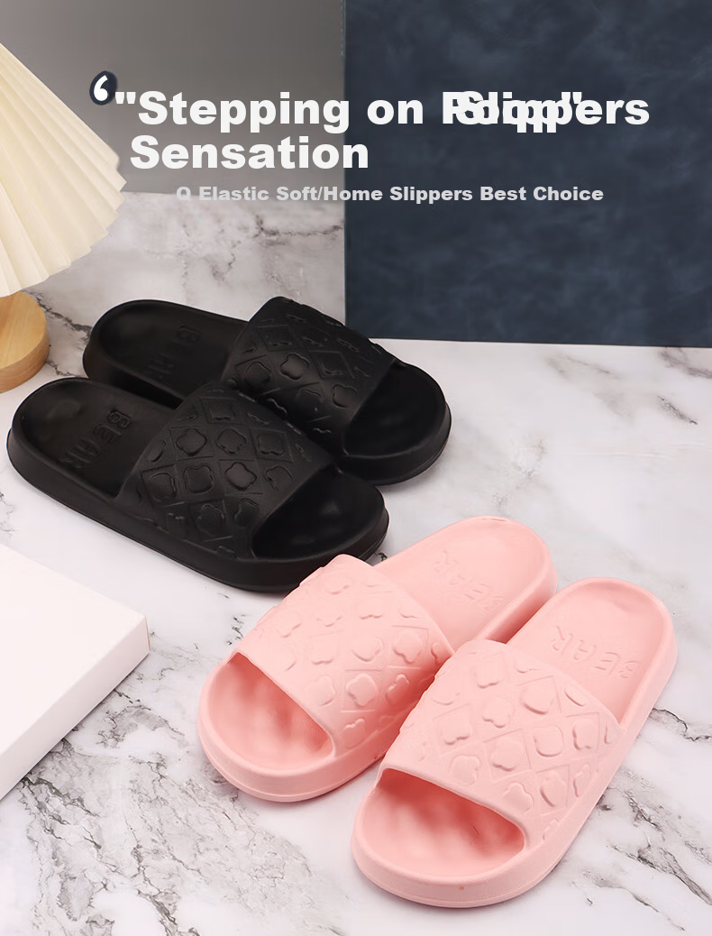 IQGD Slippers Sandals for Women, Floor Slippers with Soft Soles, Non-Slip Bathroom Home Slippers for Couples, 2456 Black, Size 36-37 1