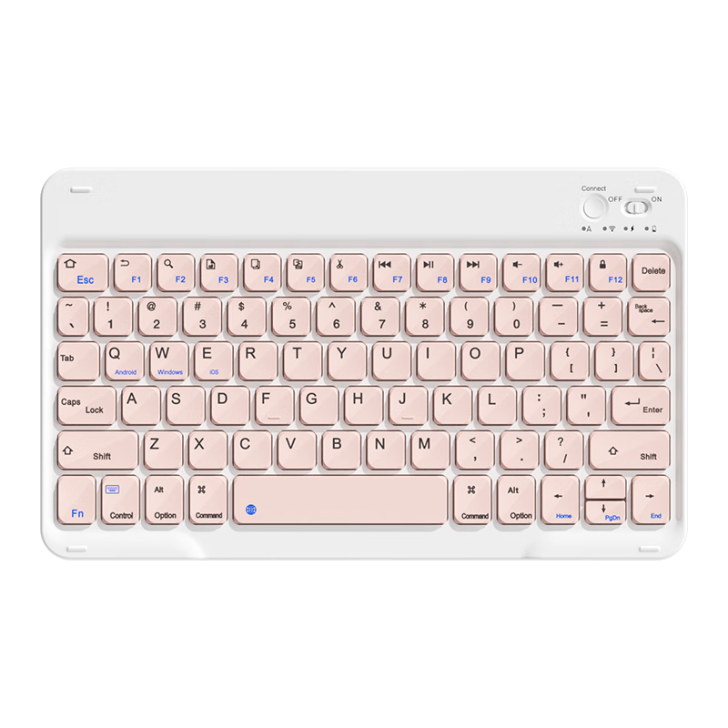 B.O.W Hangshi X19 Ultra-thin Rechargeable Bluetooth Keyboard for Phone iPad Tablet, 68-Key Silent Portable Wireless Keyboard for Home Office, Elegant Pink