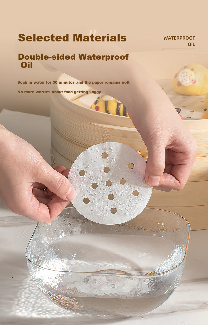 Temeiju Disposable Steamer Paper, Food-Grade Steaming Cloth for Buns And Mantou, Small Drawer Liner Paper, Steamer Pad, 9cm*500 Sheets 2