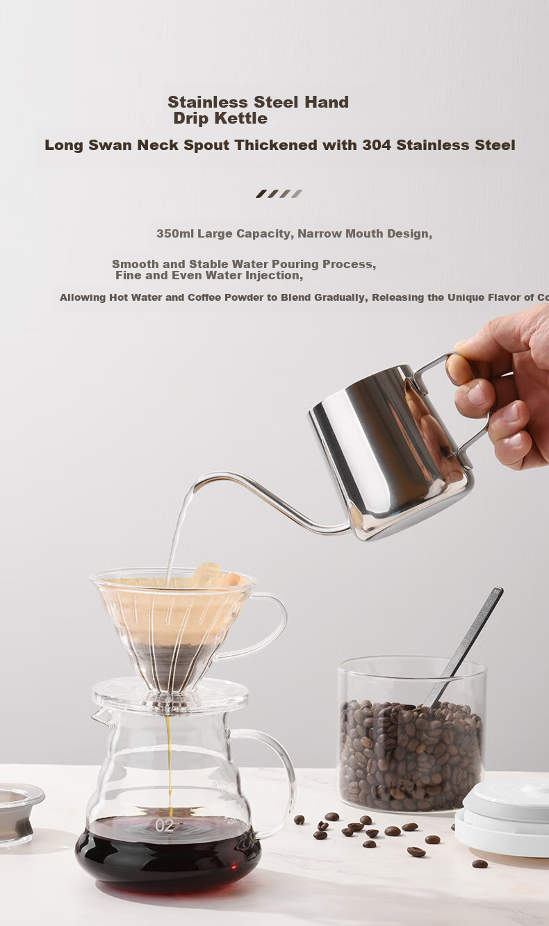 CLITON Pour-Over Coffee Maker Set: Drip Coffee Pot, Glass Sharing Pot, Stainless Steel Pour-Over Kettle, Filter Paper, And Filter Cup 10