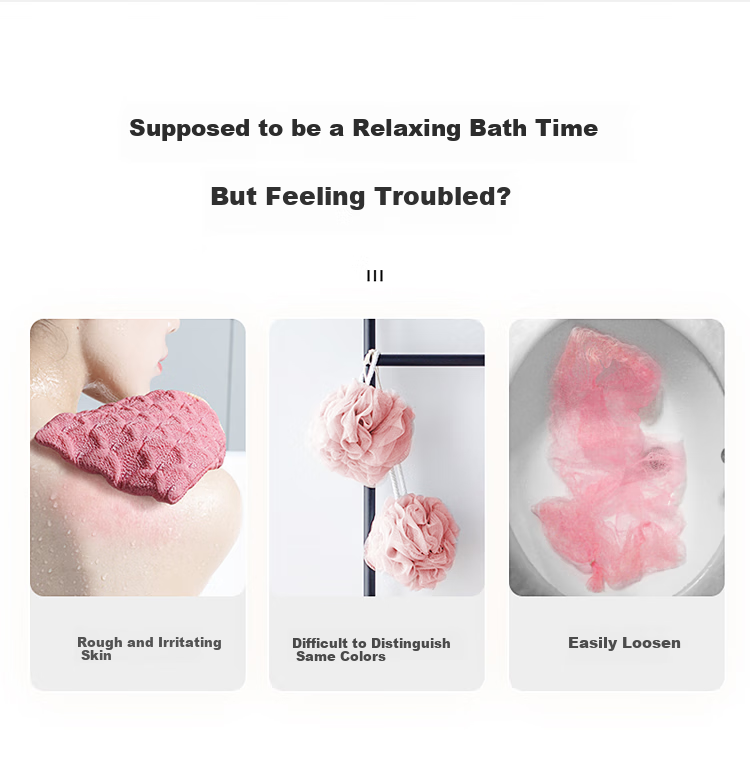 MARYYA Bath Flower Long Strip Shower Sponge, Exfoliating Washcloth, Bath Foam Ball, Non-Spilling, Suitable for Men And Women, Extendable Universal Back Scrubber 3