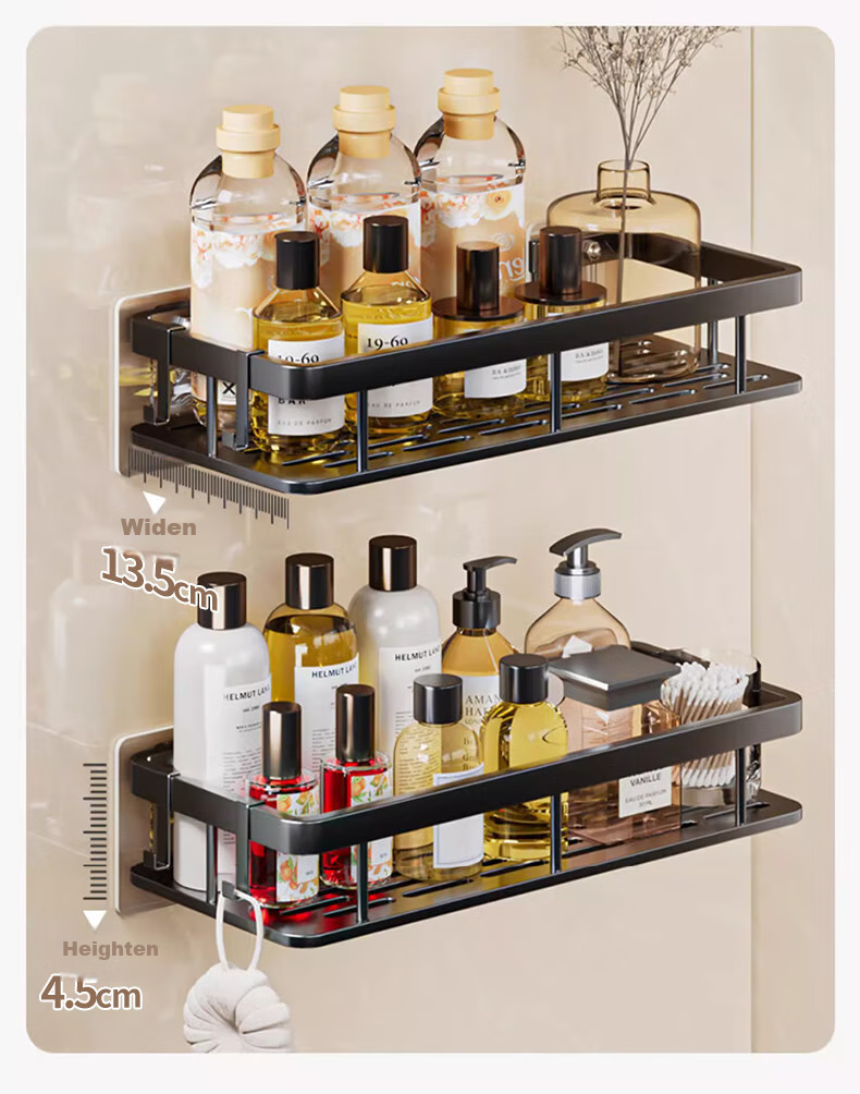 Jingjiayi Dormitory Bedside Storage Basket, Bathroom Organizer Shelf, No Drilling Required, Wall-Mounted Washroom Iron Art Storage Rack 5