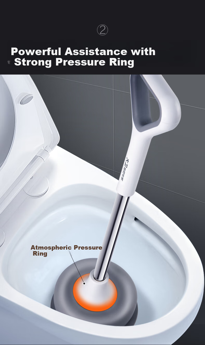 Dawei Toilet Plunger High-Quality Rubber Plunger Clog Remover for Bathroom Pipes, Powerful Suction Drain Cleaner Tool with Suction Cup H6 3