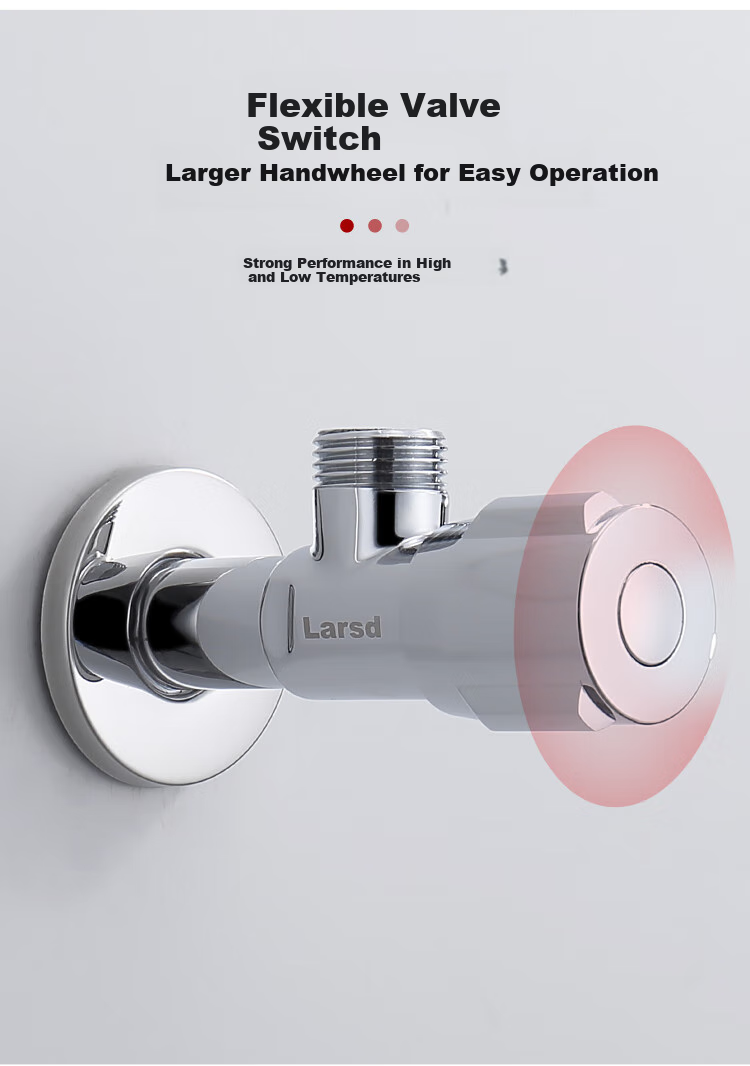 Larsd Extended Angle Valve, Copper Body Thickened Hot And Cold Water Quick-Open Triangular Valve, 1/2 Inch Elbow Valve, Stop Valve LD10207 7