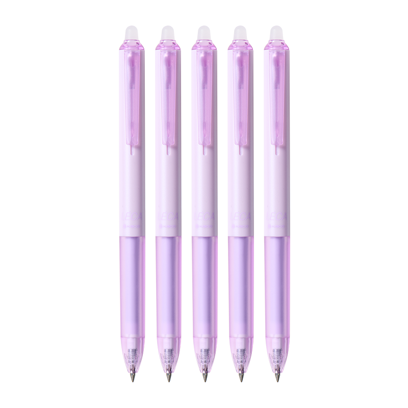 KACO Blue Erasable Gel Pen for 3rd Grade Students, 0.5mm Retractable Anti-Slip Grip, Simple Office Signature Pen, 5-Pack, Twilight Purple