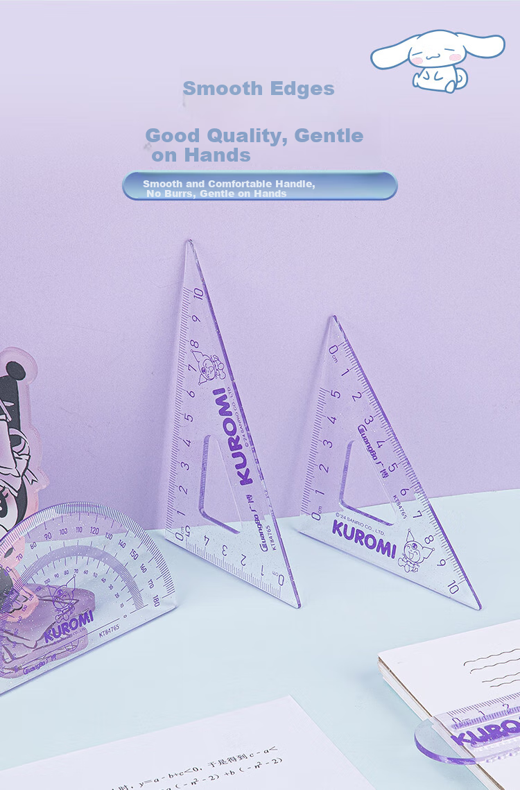 GuangBo Sanrio Student Ruler Set, Large Numbers 15cm Straight Ruler And Triangle Ruler Set, Elementary School Exam-Specific Double Wave Ruler, Random Pattern KT84731 7