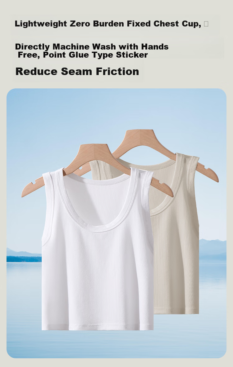 MiiOW Women's Camisole Tank Top [Racerback with Low Cut], Wide Shoulder Versatile Slim Fit Elastic Short T-Shirt, 2026 New White XL 7