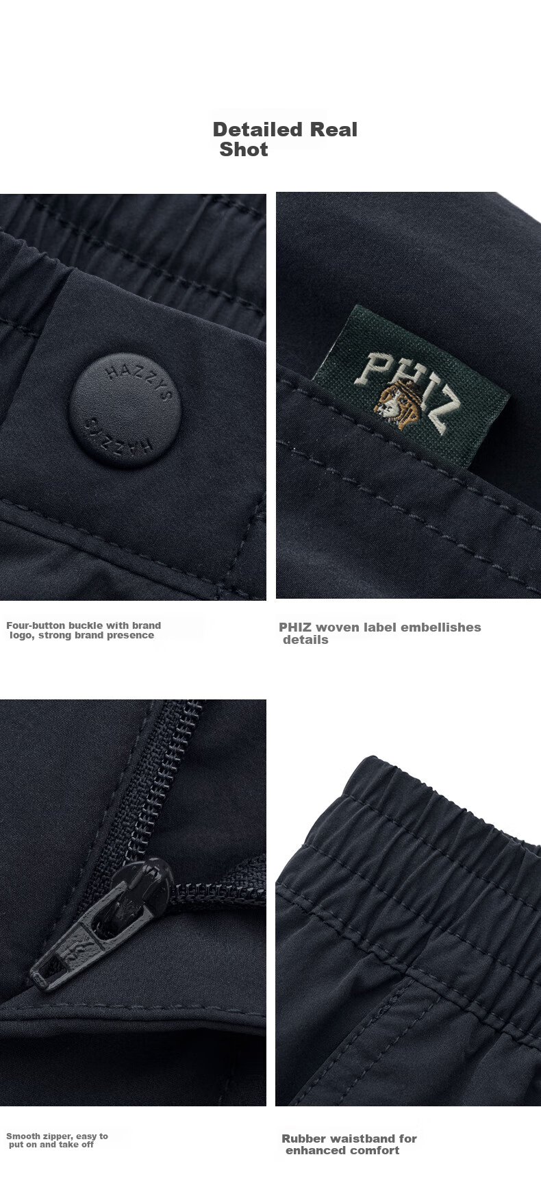 HAZZYS Men's Clothing, Summer Men's Pants [PHIZ Series], Puff Style Multi-Pocket Loose Shorts for Me 6