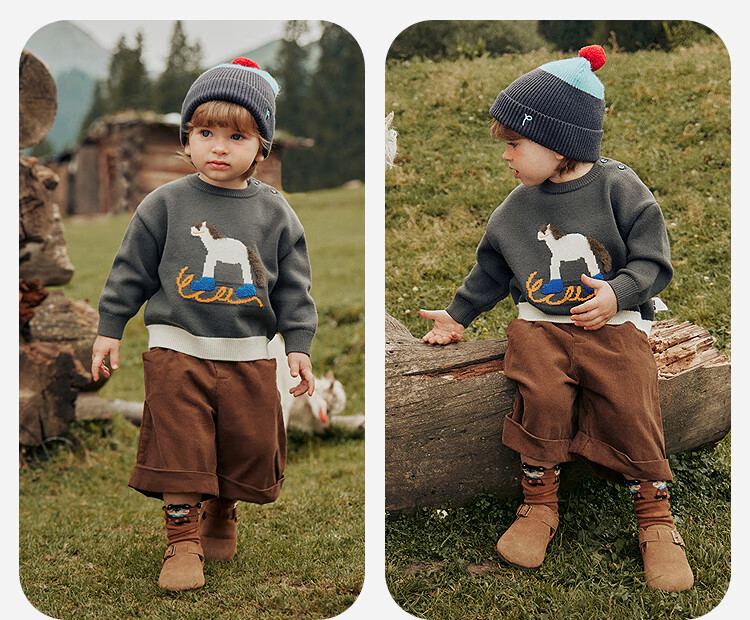 Minibala Bala Boys and Girls Sweater 2025 Winter Baby Embroidered Knitwear Infant Pullover Outerwear Sweater 5