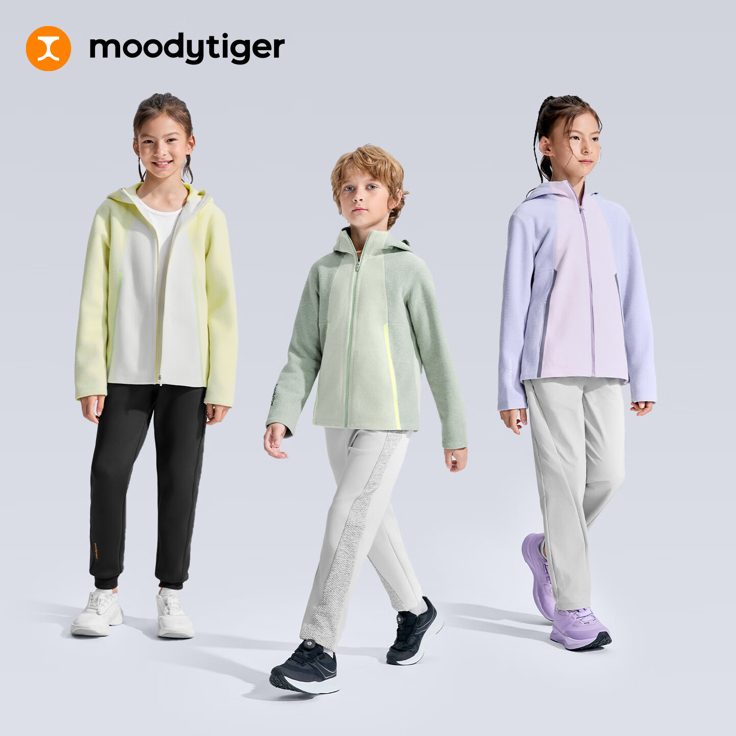 MoodyTiger Kids Hooded Warm Water-Repellent Leather Jacket Autumn 2025 New Boys' Breathable Soft Coat Girls' Sportswear