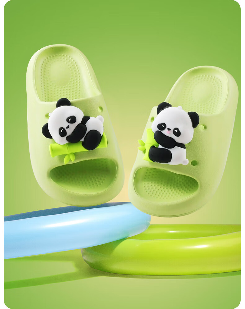 TUDOUWU Kids Slippers Boys Girls Indoor Outdoor Non-Slip Soft Sole Sandals Panda Green Size 38 7