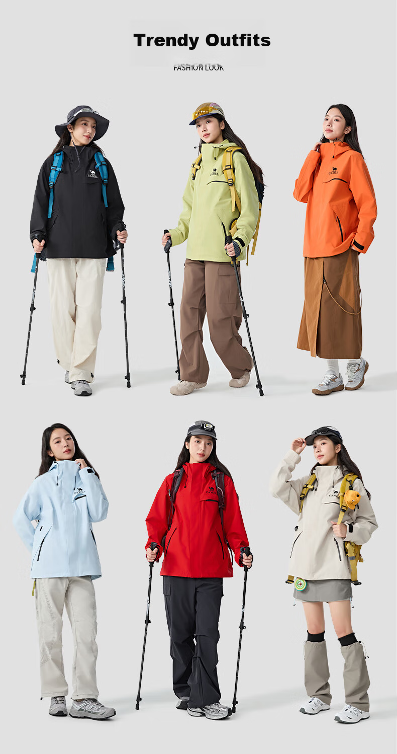 CAMEL [Zhuifengzhe Single-Use] Outdoor Waterproof Windproof Breathable Jacket for Couples Hiking W34CATG603B 5