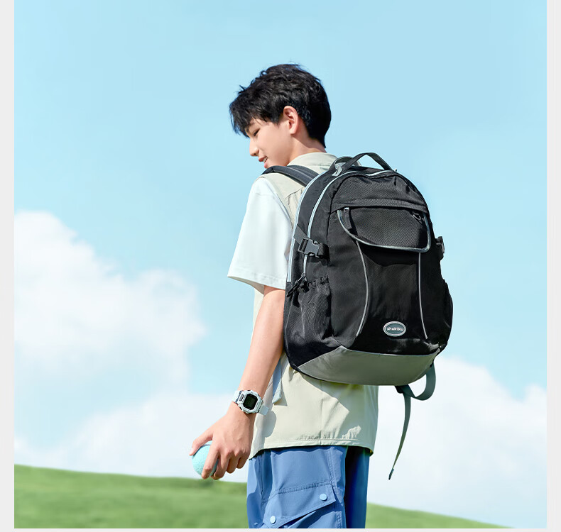 SHUKIKU Youth Simple Lightweight Sports Backpack Double Shoulder School Bag Casual Bag Yunhai Pink L 12