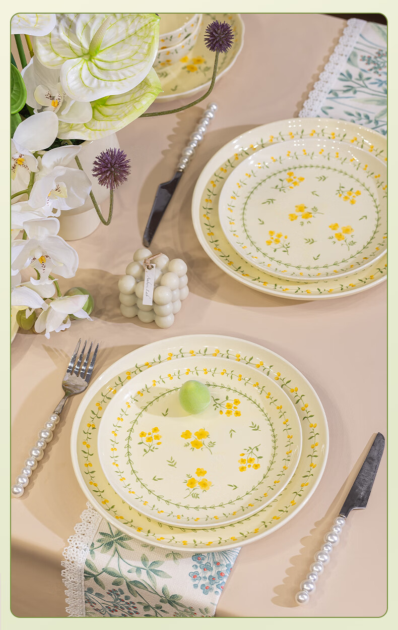 Chudi Fresh Style Tableware Set Home Dinnerware Bowl Set Gift Lan Ting Chun Xiao 18-Piece [Gift Box] 5