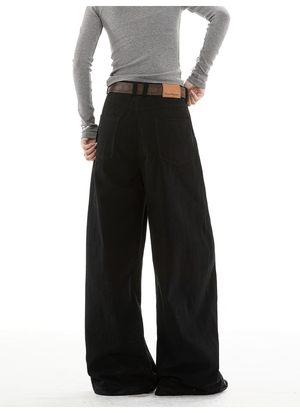 ICH MODE Women's American Vintage Casual Wide-Leg Straight Loose Sports Pants Black M 14