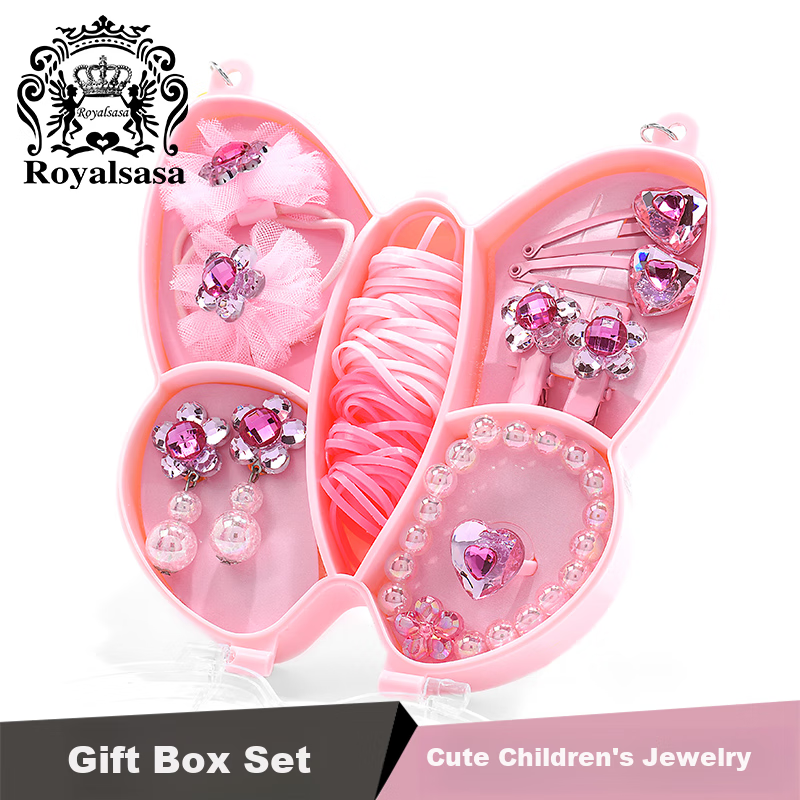 Royal Sasa Girls' Hair Accessories Gift Box Set, Baby Hair Clips, Headwear, Little Girl's Hair Ties, Rubber Bands, Hair Rings
