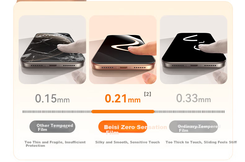 Baseus [3D Heat-Bent Zero-Feel Film + Ultra-Thin Non-Glare] IPhone 17 Tempered Glass Screen Protector, Full Coverage for Apple 17 Phone, HD Anti-Fingerprint Protective Film 25
