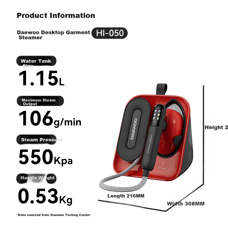 DAEWOO [TOP1 Desktop Garment Steamer] High-End Garment Steamer for Home Use, Electric Iron, Portable Desktop Spray Steamer, Easy to Store, Pressure-Increasing Large Steam Handheld HI-050 Red Rose