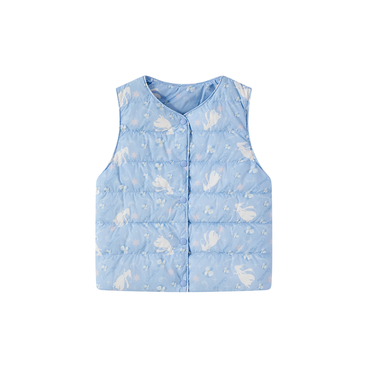Disney Frozen Elsa Down Vest Girls 2025 Autumn Winter New Cartoon Printed Children's Down Jacket