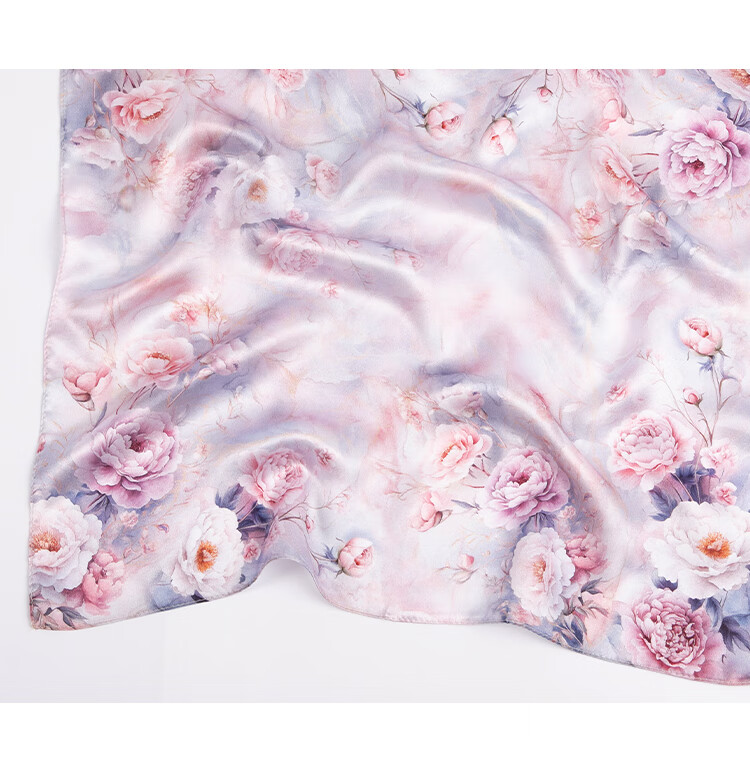Shanghai Story Women's Silk Satin Small Square Scarf 100% Mulberry Silk Scarf Gift Box Birthday Present Tipsy Mist 12