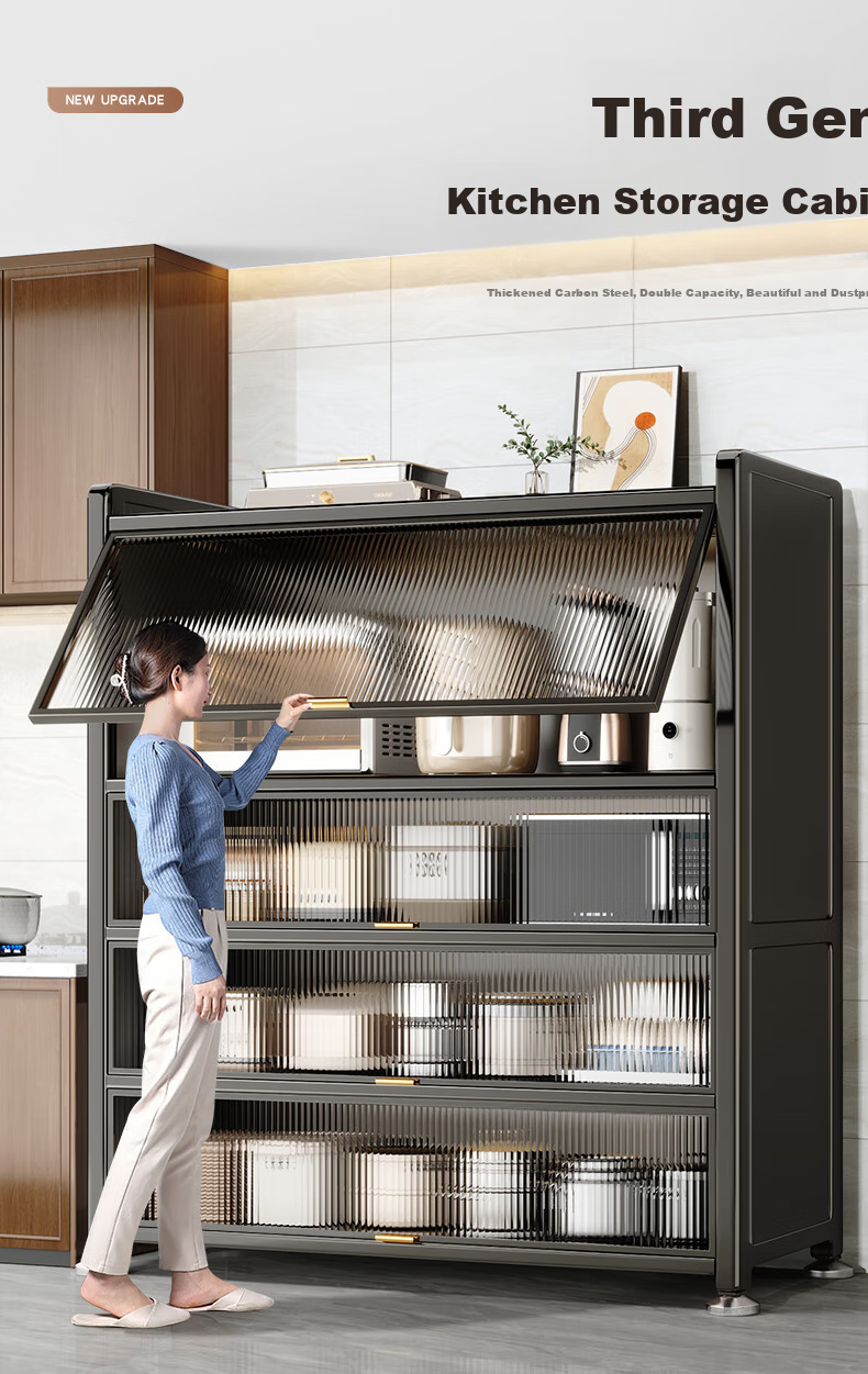 Jiabangshou Kitchen Utensil Storage Rack, Floor-Standing Multi-Layer Storage Cabinet, Microwave Oven Storage Cabinet, Multifunctional Storage Cabinet, 5 Layers, 80cm 2