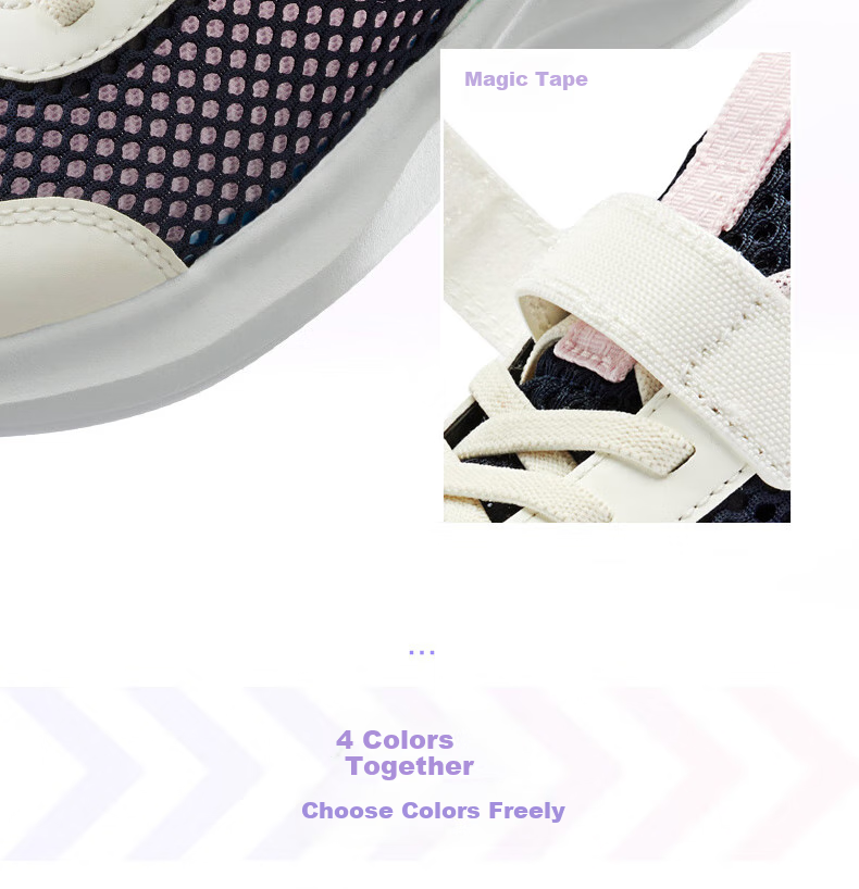 QIAODAN Girls' Running Shoes for Older Children, Summer Large Mesh Sports Shoes, Breathable Kids' Sneakers, New Star Blue/Ivory Color, Size 39 9