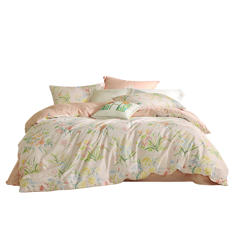 LUOLAI Home Textile Cotton Four-Piece Bedding Set Dream Collection Pink 200*230cm