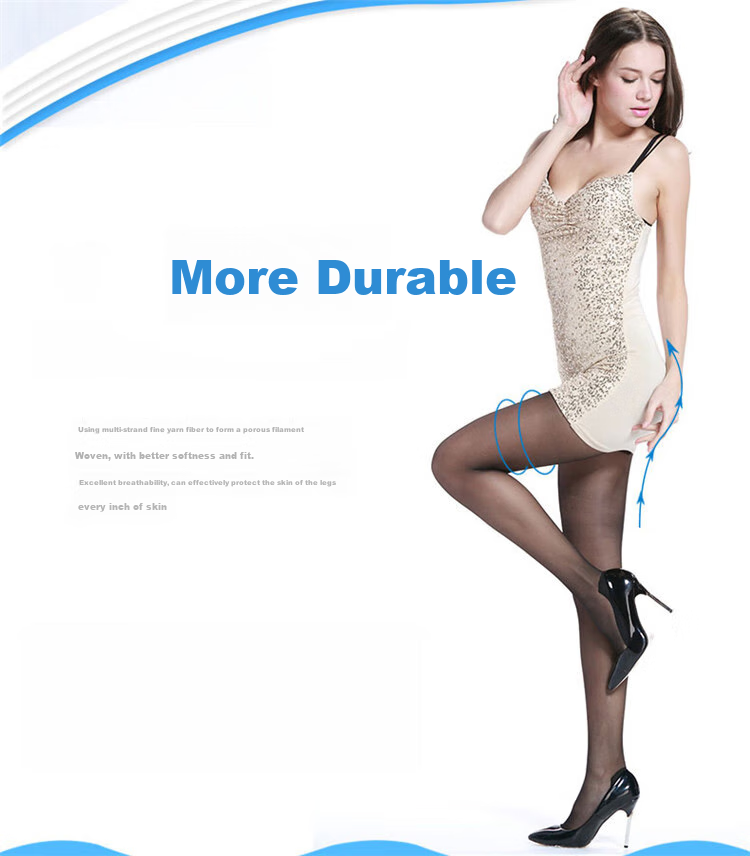 LangSha Silk Stockings, Ultra-Thin Sexy Bikini Butterfly Crotch Pantyhose for Women, One Size Fits All, Black, 2 Pairs 4