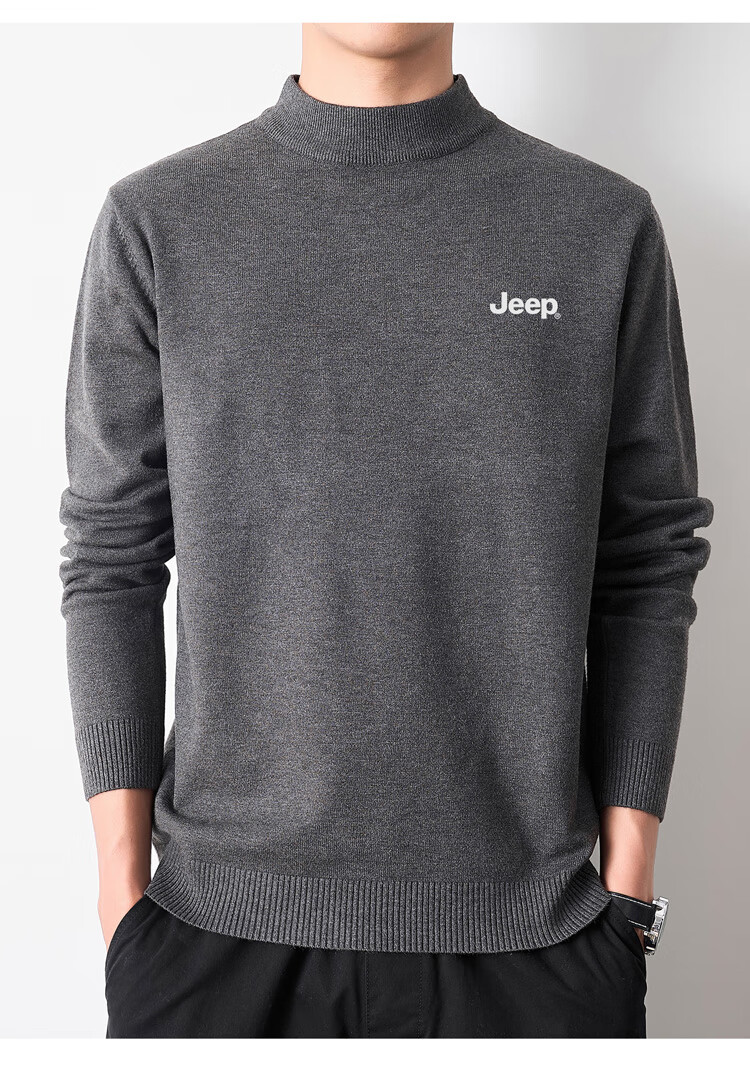 JEEP Men's Winter Sweater Half Turtleneck Knit Thermal Base Layer Black 4XL 4