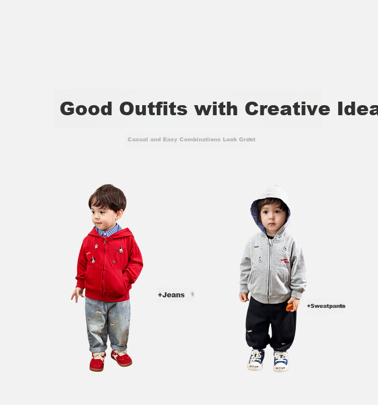 LUSON Little O Dad Boys' Baby Jacket Spring Hooded Red 2025 New Boys' Sweatshirt Baby Cardigan Spring Autumn Wear 4