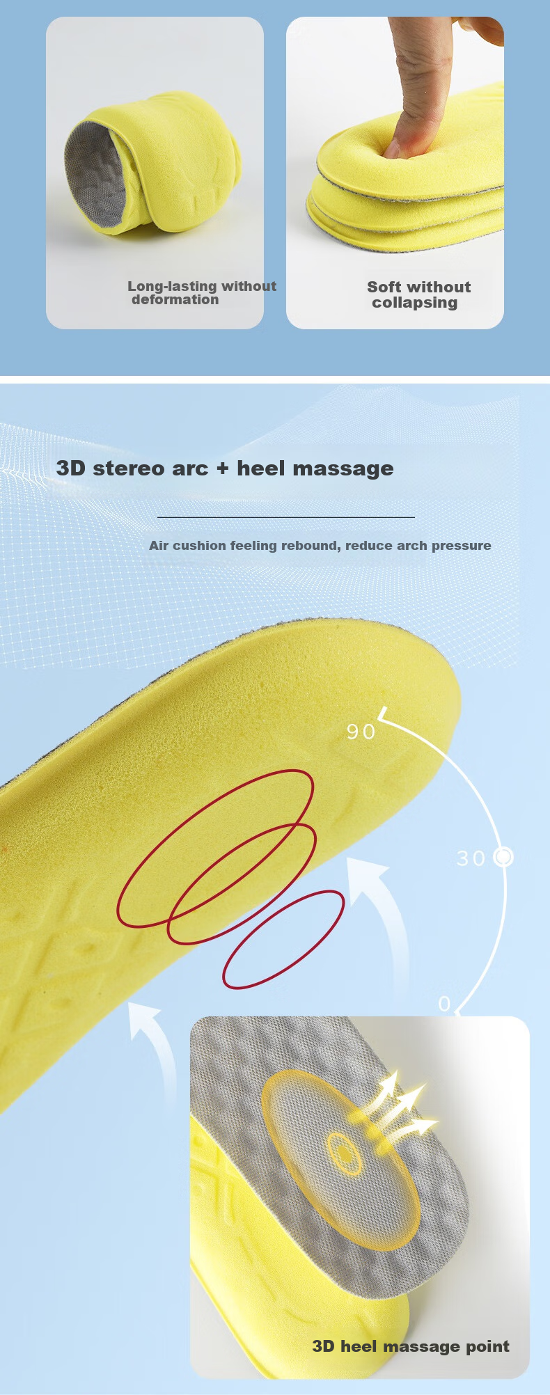 FOOTOPPO Squishy Insoles for Men, Shock-Absorbing Soft Cushioning Running Insoles for Women, Thick Ultra-Soft Military Training Soft Sole Insoles 6