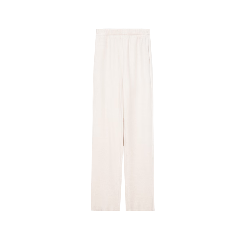 LOUISYAO Women's Winter Simple Solid Color High Waist Fleece Lined Thickened Straight Leg Casual Pants Beige 1 M