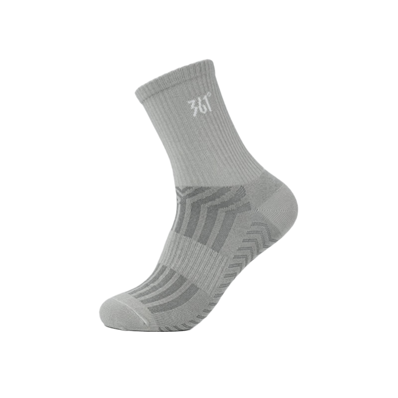 361° Authentic Unisex Sweat-Absorbing Breathable Mid-Calf Socks for Running Sports [Gray] 3 Pairs One Size