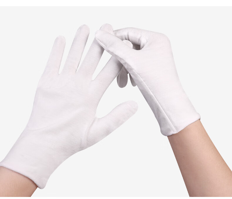 Huipute White Gloves White Etiquette Gloves Labor Protection Pure Cotton Pure Cotton Model - 12 Pairs 8