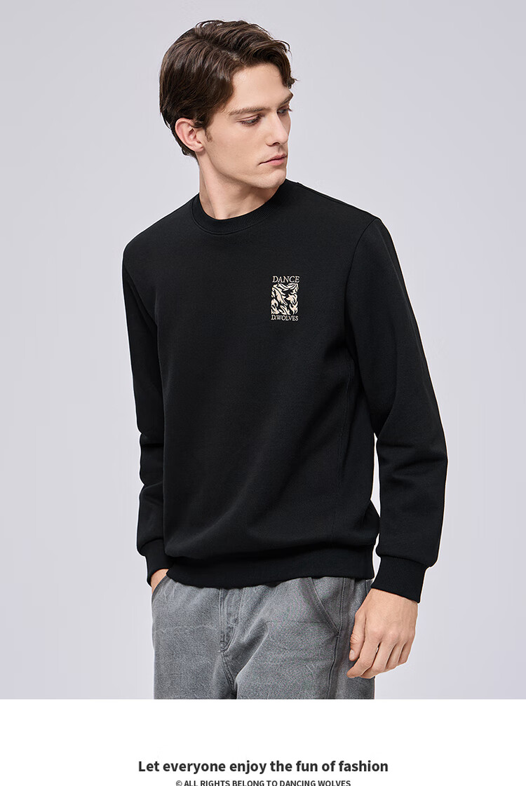 DANCING WOLVES [7A Antibacterial & Anti-Static] Exquisite Embroidery, Durable, Easy-Care, Skin-Friendly Comfortable Men's Sweatshirt, 503 Purple 1