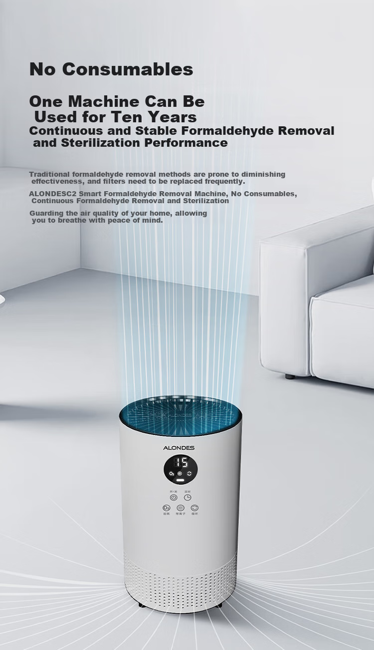 Oulangdesi ALONDES Formaldehyde Removal Air Purifier, New Home Decoration Light Catalytic Standing Plasma Sterilization Intelligent Smoke And Formaldehyde Eliminator C2plus Gift 9
