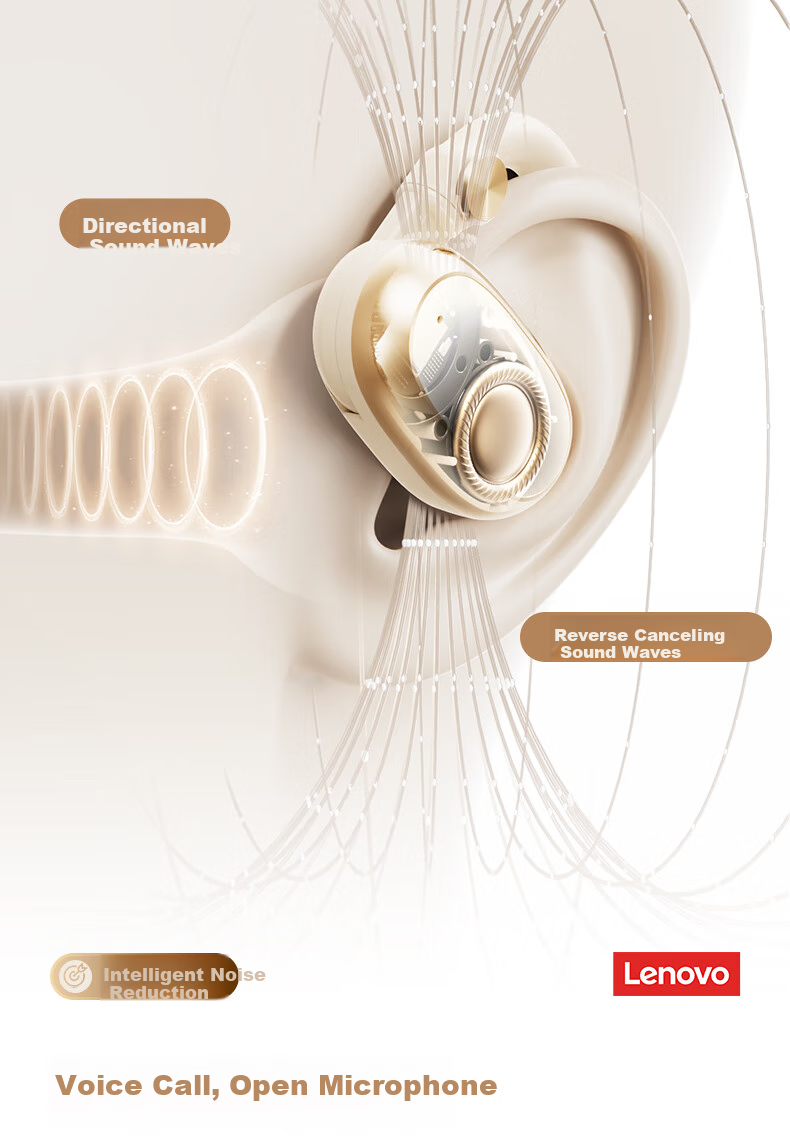 Lenovo [Authentic Lenovo Product Sold by JD] Bluetooth Headphones, Over-Ear Style, Not In-Ear Bone Conduction Concept, Open-Style High-Quality Sound, Ultra-Long Battery Life, Sports Running EA366 Black 8