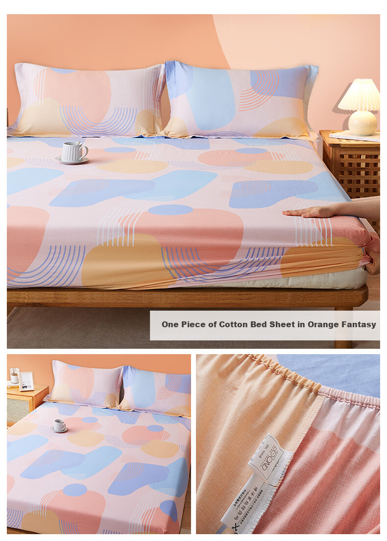 BEYOND Home Textiles Pure Cotton Fitted Sheet, Mattress Cover, Single Piece Set, Sunflower Pattern, 150*200cm 7
